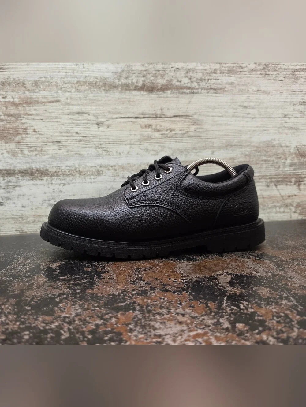 Skechers Cottonwood Jaken Slip Resistant Oxford Shoes Sz 9 77509BJ BLK